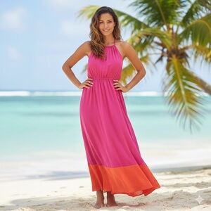 Pink & Orange Maxi dress | Size 10